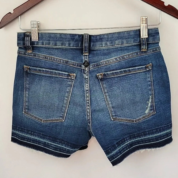Prana London Distressed Denim Shorts with Released Cuff Dark Wash Size 25/0 NWT - Picture 2 of 10